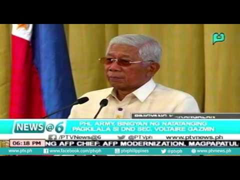 [News@6] PHL. Army, binigyan ng natatanging pagkilala si DND Sec. Voltaire Gazmin [06|24|16]