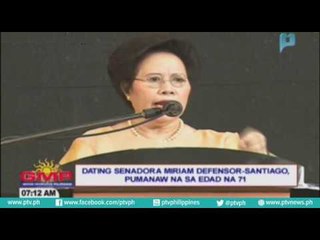 Balitang Treding: Dating Senadora Miriam Defensor Santiago, pumanaw na sa edad na 71