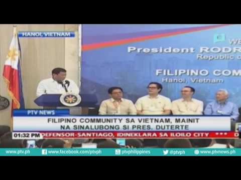 Filipino Community sa Vietnam, mainit na sinalubong si Pangulong Rodrigo Duterte