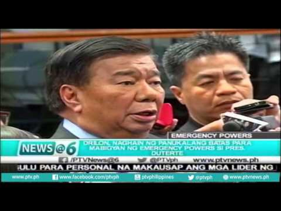 [News@6] Drilon, naghain ng panukalang batas para bigyan ng Emergeny Powers si Pres. Duterte