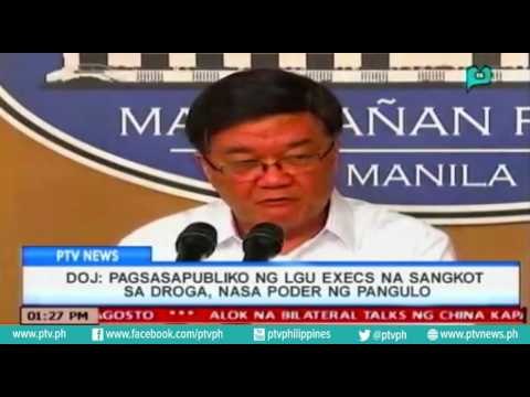 [PTVNews-1pm] DOJ: pagsasapubliko ng LGU execs na sangkot sa droga, nasa poder ng pangulo [07|19|16]