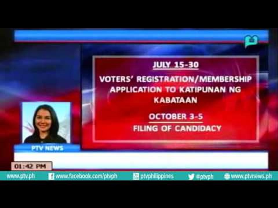 [PTVNews-1pm] Voter's Registration para sa Baranggay at SK Elections, bukas na [07|14|16]