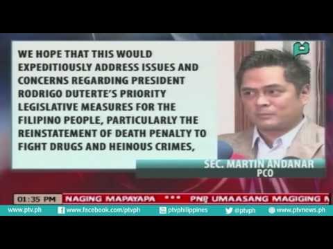 [PTVNews] Palasyo, nagpaabot ng pagbati sa bagong mga lider ng kapulungan ng kongreso [07|26|16]