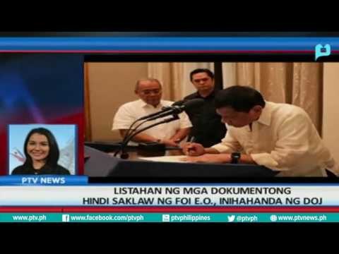 [PTVNews-1pm] Listahan ng mga dokumentong hindi saklaw ng FOI inihanda ng DOJ[07|25|16]