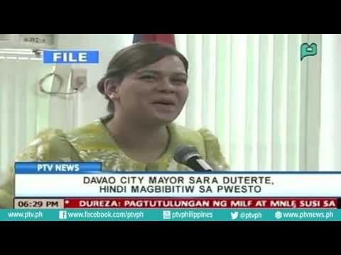 [PTVNews] Davao CIty Mayor Sara Duterte, hindi magbibitiw sa pwesto