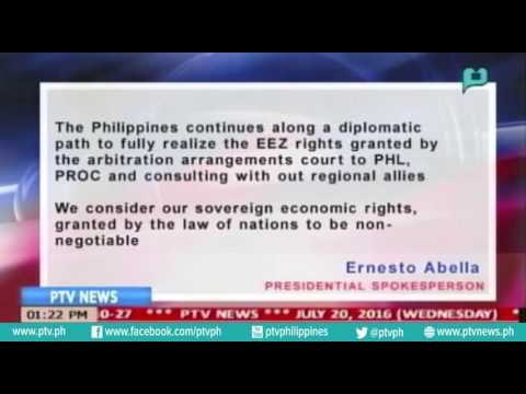 [PTVNews-1pm] PH nanindigan sa karapatan sa diplomatikong usapin na kinilala ng Arbitration Court