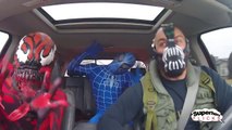 Superheroes Dancing in a Car Blue Spiderman Carnage Bane Green Alien In Real Life Movie B