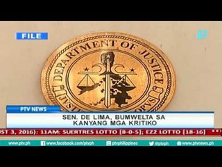 [PTVNews-1pm] Sen. De Lima, bumwelta sa kanyang kritiko[08|03|16]