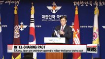 S. Korea, Japan give preliminary approval to military intel-sharing pact