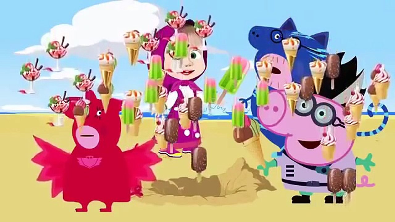 Masha et Michka En Français et Spiderman & Pyjamasques & Peppa Pig achètent des glaces! Avec Dora!