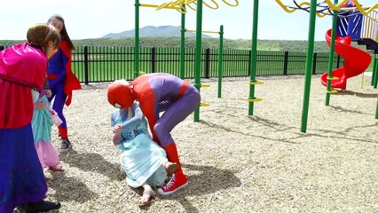 Frozen Elsa Breaks her Arm Spiderman vs Doctor Frozen Anna Ariel Mermaid Superwoman Giant Candy