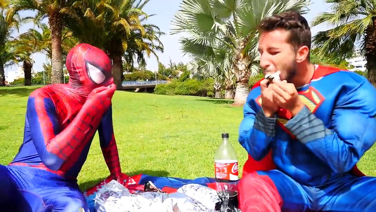Superman & Spiderman vs Surprise Eggs Poo - Frozen Elsa Kidnapped - Fun Superhero in real life
