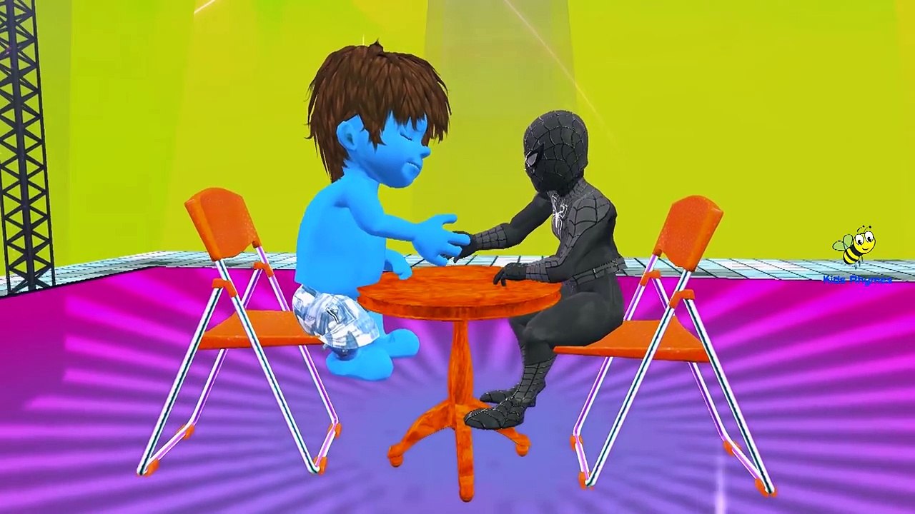 Finger Family Nursery Rhymes for Children Blue Hulk Vs Black Spiderman Superhero Fight Video