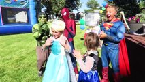 Baby Frozen Elsa Loses her Hair Halloween Prank Joker Spiderman Doctor Anna Superhero Pool Fun