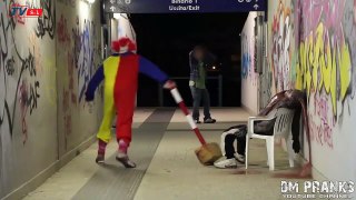 Killer Clown Scary pranks #1 - Crazy Clown doused with gasoline car ))