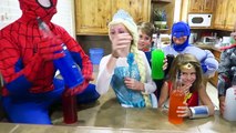 Elsa ICE PALACE SLIME! Spiderman, Wonder Woman, Thor, Superman, Batman