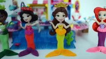 Princesas Disney Ariel Bella Tiana Branca de Neve transformam Sereia com playdoh!!! Tototoykids