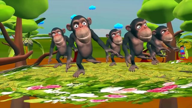 Five Little Monkeys Jumping On The Bed Children Nursery Rhymes | Funny Monkeys Cartoons for Children