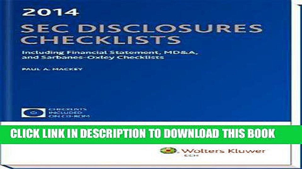 [PDF] SEC Disclosures Checklists, (2014 Edition) W/ CD-ROM Popular Online