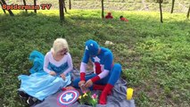 Elsa Mermaids Spiderman GIANT BALLOON explode Captain vs Superman Venom Fun Superhero in real life