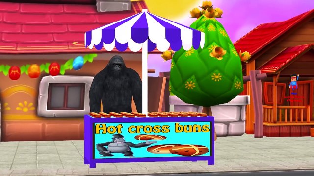 Godzilla And King Kong Cartoons Singing And Dancing Hot Cross Buns Children Nursery Rhymes