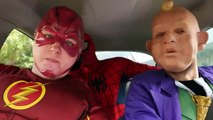 Superheroes Dancing in Car | Spiderman Monster Baby & Flash in Real Life