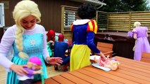 Spiderman, Frozen Elsa & BABIES! w/ Pink Spidergirl Joker Maleficent Rapunzel Ariel Funny Superhero