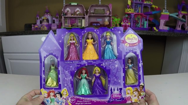 BIG DISNEY PRINCESS MAGICLIP DOLLS COLLECTION 7 Princesses Ariel Belle Kid-Friendly Toy Opening