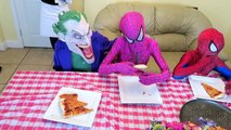 Spiderman vs Joker vs Venom Pizza Party! w/ Pink Spidergirl & Frozen Elsa - Funny Superheroes
