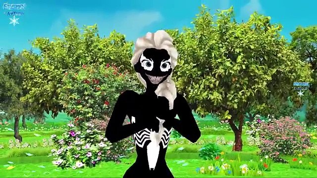 Frozen Elsa Spiderman Dress Rainbow Colors Hair | Frozen Becomes Venom Sings Children Nursery Rhymes