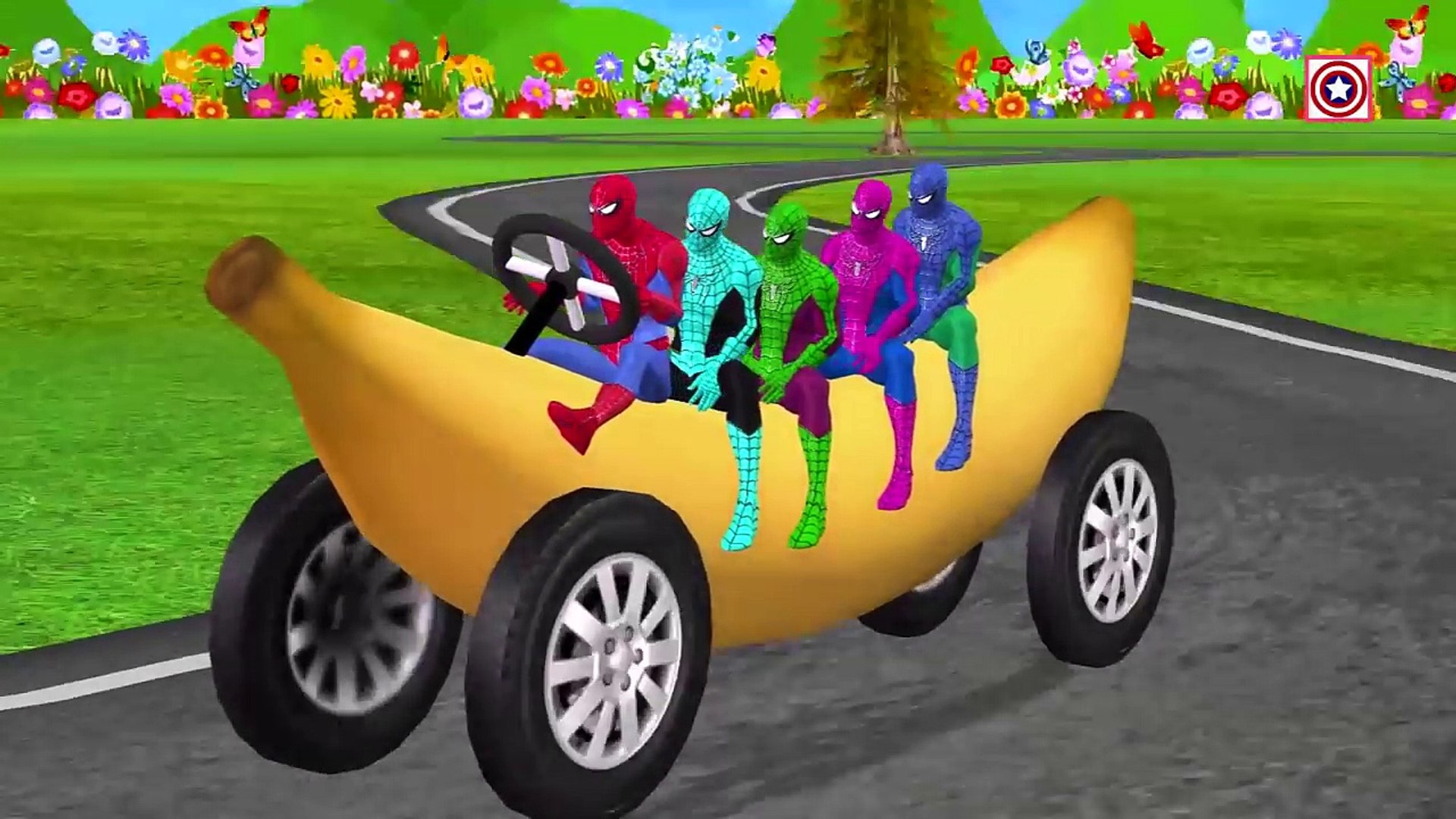 spiderman riding car