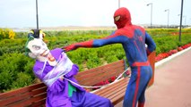 Ugly Frozen Elsa loses tooth w/ Spiderman vs Pink Spidergirl vs Maleficent & joker! Funny Superhero