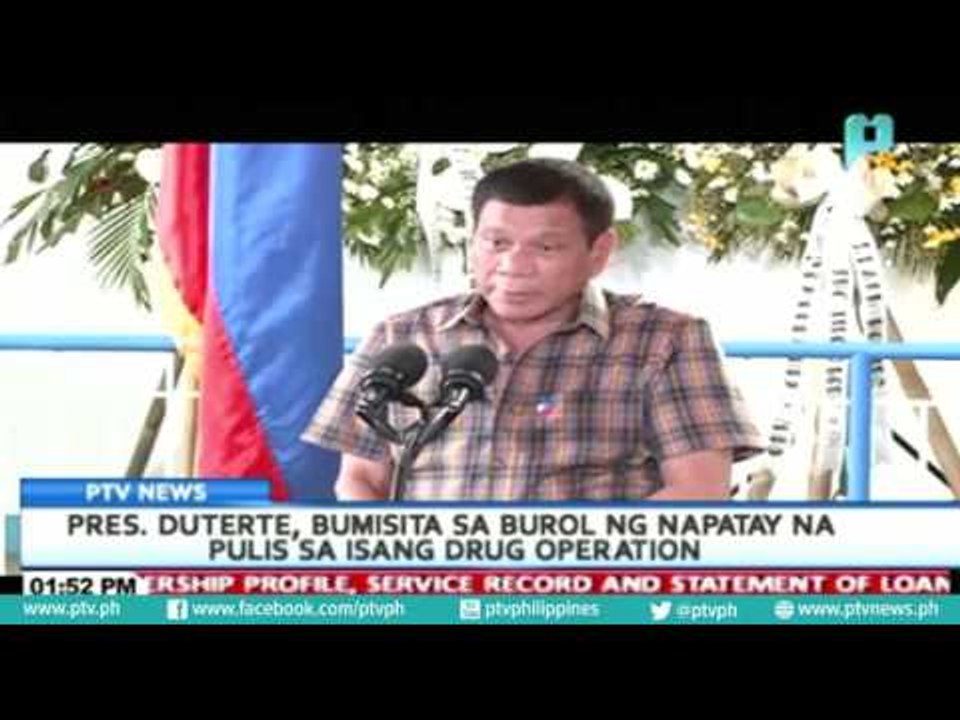 Pres. Duterte, bumisita sa burol ng napatay na pulis sa isang drug operation