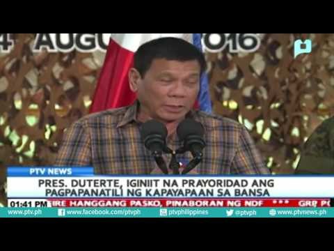 Pres. Duterte, iginiit na prayoridad ang pagpapanatili ng kapayapaan sa bansa