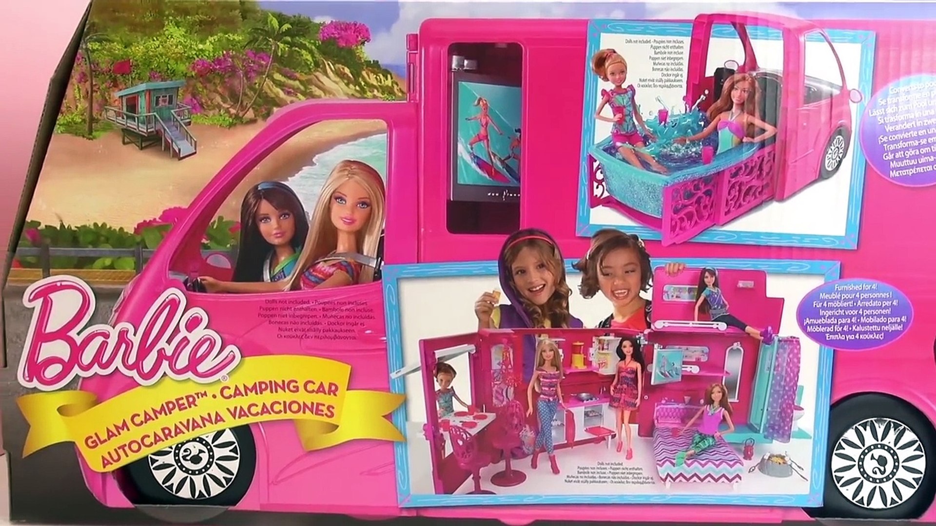 Barbie glam camper swimming pool review français – Le gigantesque camping-car  Barbie Unboxing - video Dailymotion