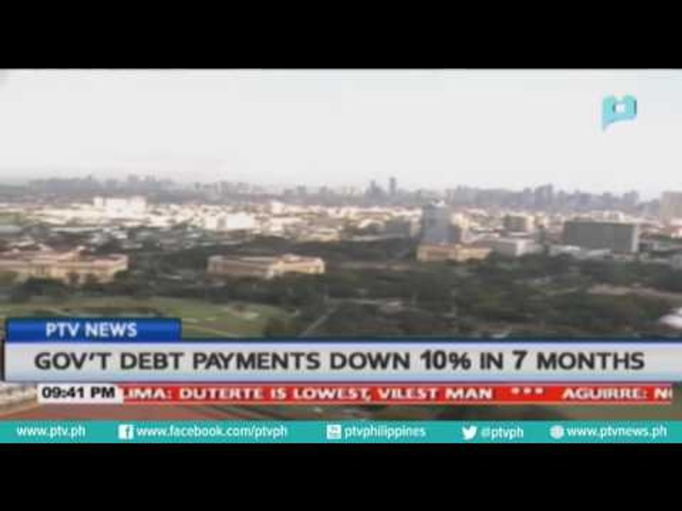 Government debt payments down 10% in 7 months