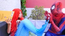Is Spiderman CHEATING on Frozen Elsa KISSING Ariel The Little Mermaid w Maleficent