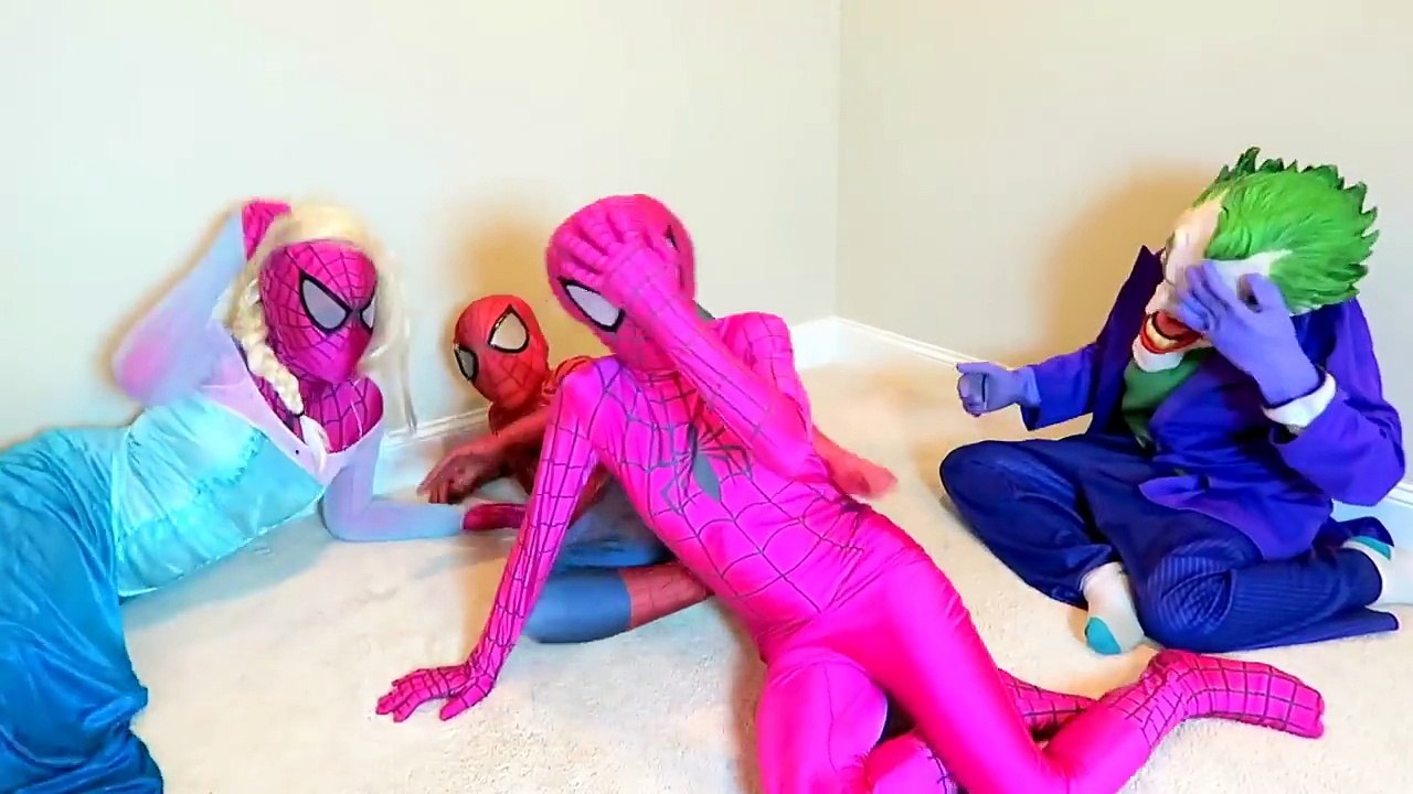 Superhero Superstars Gymnastics - Spiderman vs Joker w/ Pink Spidergirl, Frozen Elsa, Kat Karmashian