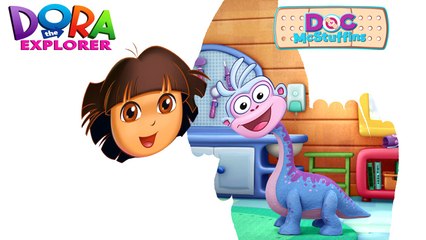 下载视频: DORA THE EXPLORER & Boots DRESS UP in DOC MCSTUFFINS│DORA LA EXPLORADORA en español│Paint for kids