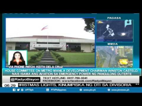 Winston Castelo, nais isama ang aviation sa emergency power ni Pres. Duterte
