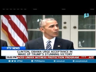 Clinton, Obama urge acceptance in wake of Trump's stunning victory