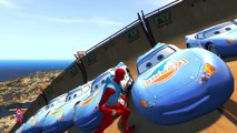 Lightning McQueen Colors Cars in Spiderman Cartoon Video for Kids Finger Family Songs SHS