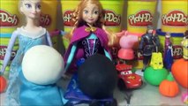 Halloween Disney Frozen Princesses Elsa Anna Play doh Party with Peppa Pig Woody Minion Olaf