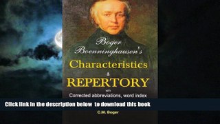 Best books  Boger Boenninghausen s Characteristics   Repertory With Corrected Abbreviations,Word