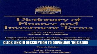 PDF Dictionary of Finance and Investment Terms (Barron s Finance and Investment Handbook) Popular
