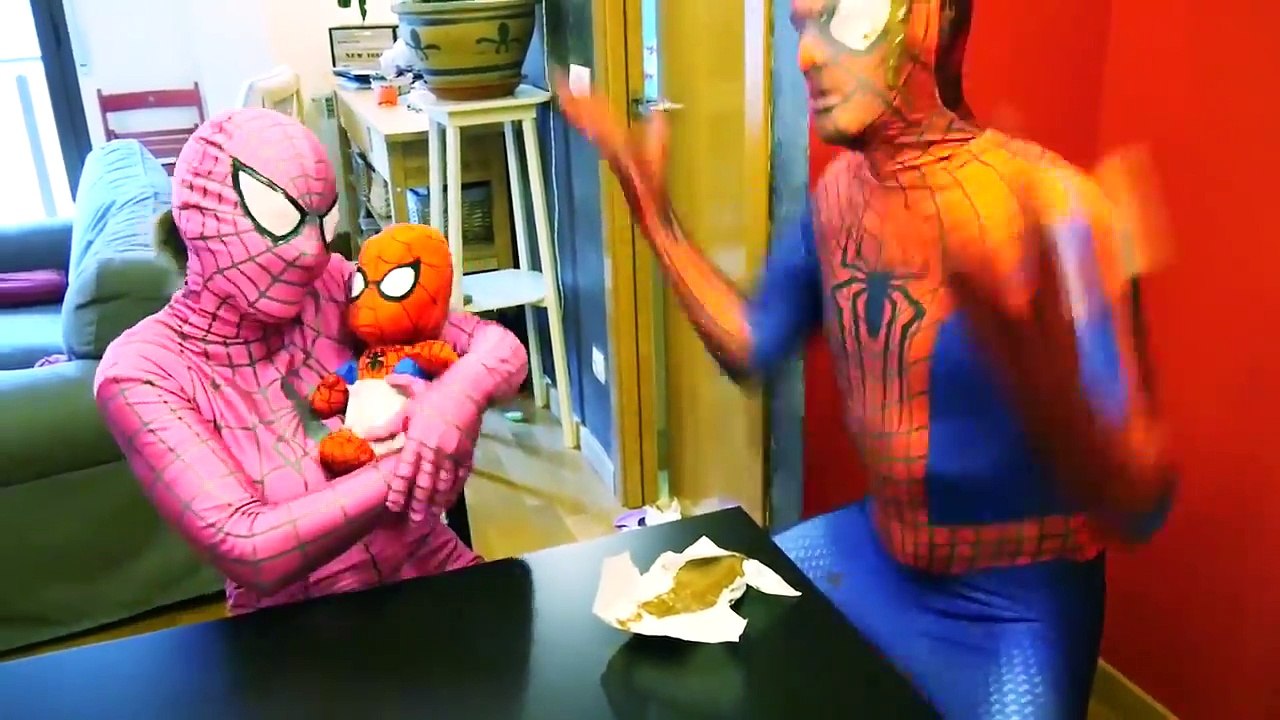 Baby Poop on Spiderman! Funny Spiderbaby care with Spider Family and Pink Spidergirl in Real Life!