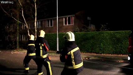 Ces pompiers reçoivent l'aide précieuse... d'un chien! ahaha