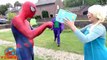 FROZEN Elsa WATER BALLOONS Spiderman Bad Joker Dad w Elsa Spiderman Prank Funny Superhero Video