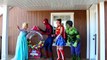 Frozen Elsa & Spiderman vs Maleficent! w/ Pink Spidergirl, Joker, Hulk, Catwoman, Minions & candy :)