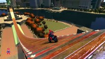 Spiderman Colors Epic Fun Motorbike Stunts with Hulk Elsa Minions & Nursery Rhymes A SuperheroSchool